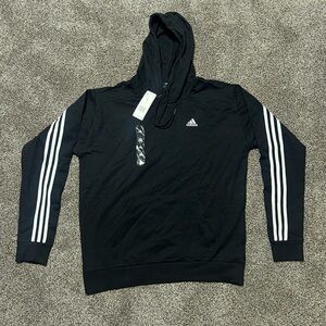 New Adidas Men’s Large Black White Stripe Lightweight Hoodie